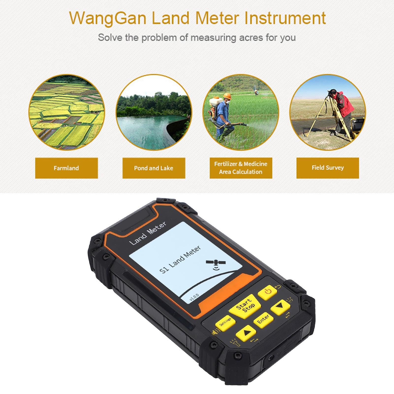 Appareil de Mesure de Superficie, Mesureur GPS Portable pour Levés Topographiques Écran LCD 2,4 Pouces Testeur Gnss Portable de Superficie Et de Distance Au Sol, pour Terres Agricoles, Lacs