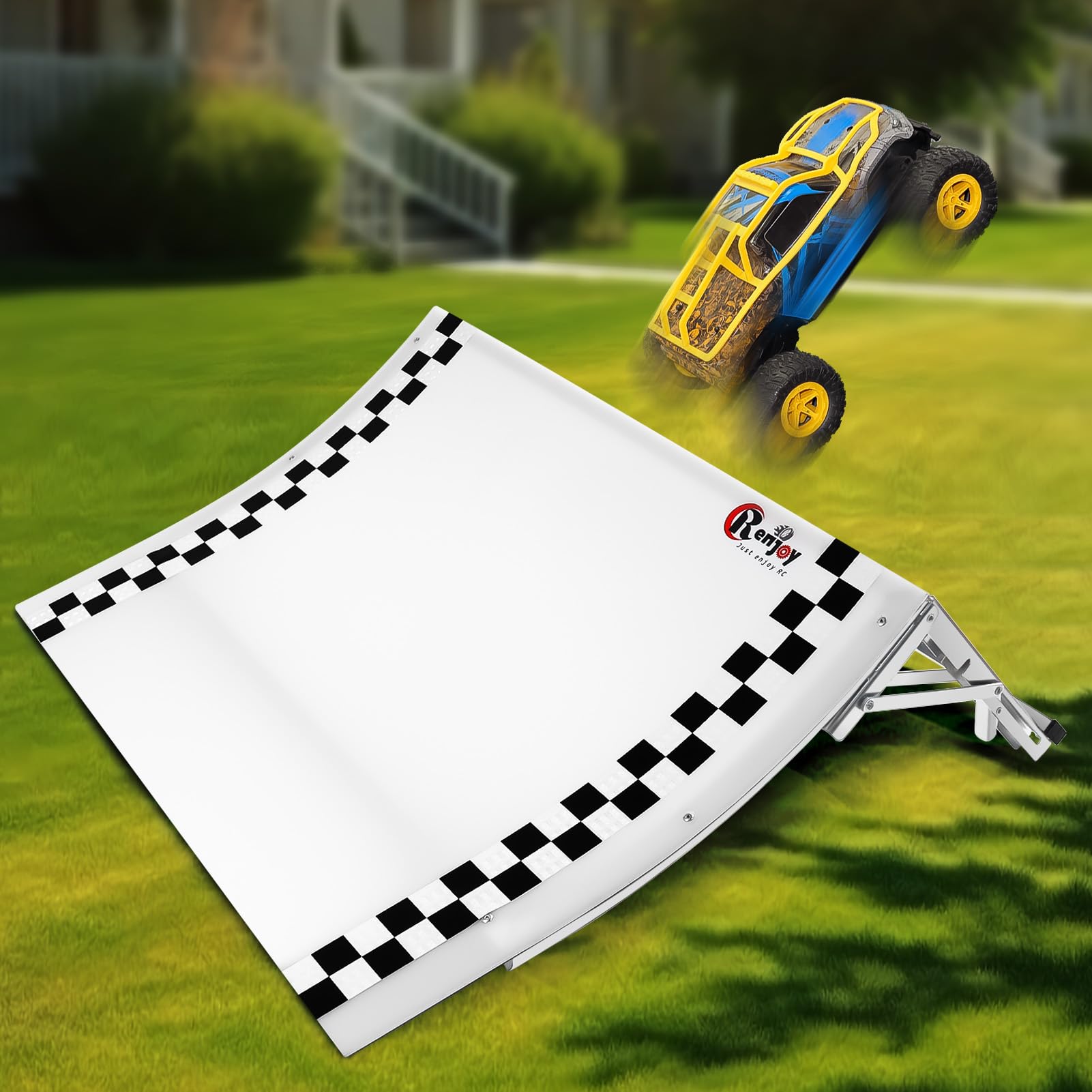 Rampa De Salto Para Coches RC – 65x50x24 Cm – Acero Y Nailon – Compatible Con Escalas 1/8 A 1/24 – Perfecta Para Saltos Espectaculares