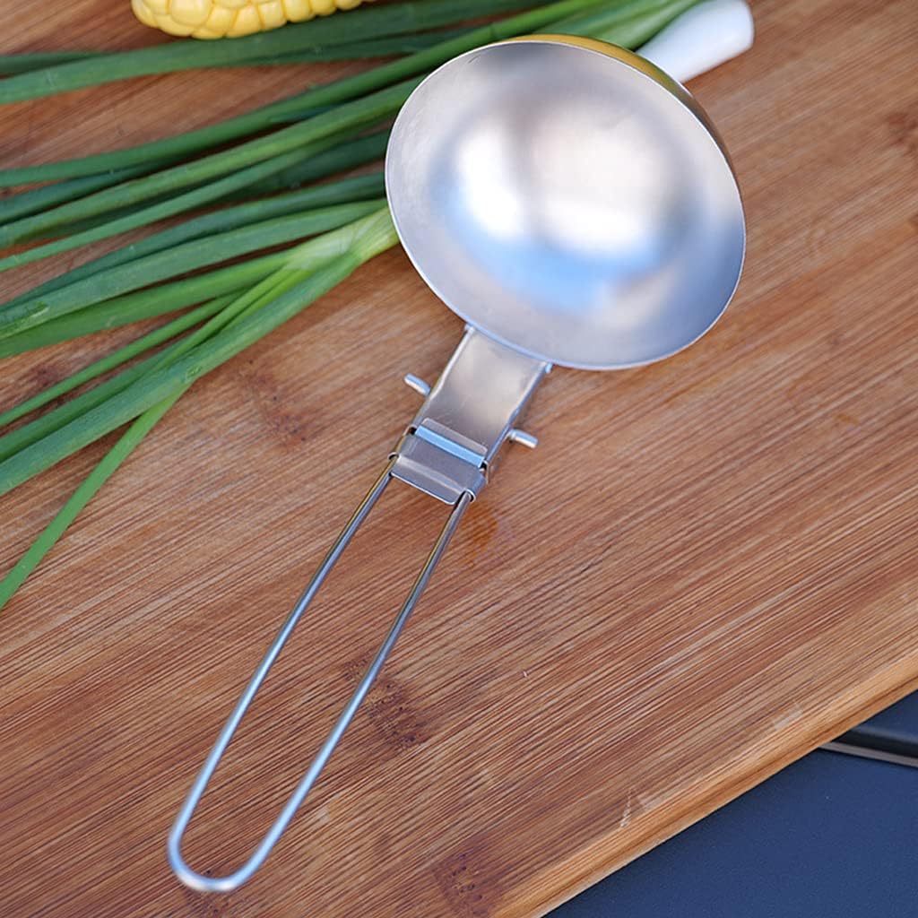 Camping Cookware, Kitchen Cook Camping Cooking Utensils Folding Soup Spoon Skimmer Colander Spoon
