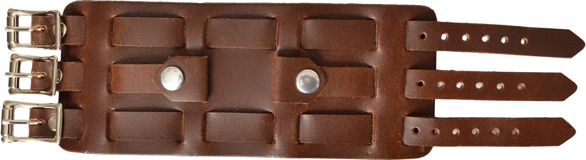 CuffWatches Leather Cuff Watch Band 3 Strap - Dark Brown