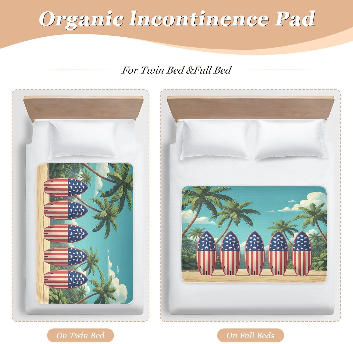 CEBUGI 34” x 52”Washable Underpads Heavy Absorbency Waterproof Incontinence Bed Pads Row Palm Trees Pee Pads for Adults Kids and Baby
