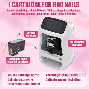 Smart 3D Nail Printer Machine, Digital Mobile Nail Art Printer, Portable Automatic Nail Painting Machine, Support WiFi/DIY/USB, for Beauty & Personal Care for Girls' Home Nails White