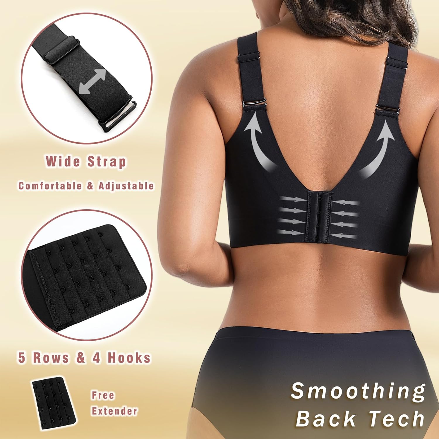 Wireless Bras for Women No Underwire Support Push-Up Full Coverage Seamless Plus Size Everyday Comfort Bra - Image 3