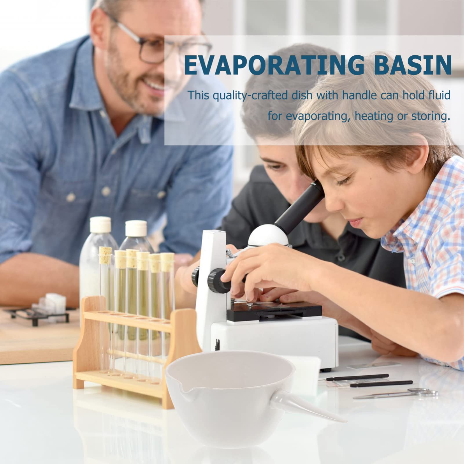 HOMOCONO 1pc Round Evaporating Dish with Handle Porcelain Evaporating Bowl for Laboratory Use Acid Alkali Resistant Basin Capacity for Clean Pouring for Classroom Lab Settings