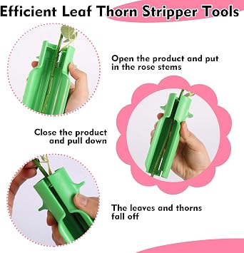 Rose Thorn Stripper Tool, Zhoujitong - 3-in-1 Professional Rose Dethorner, Florist Supplies, Florist-Grade Thorn Remover for Roses with Safety Guard for Bouquets and Pruning