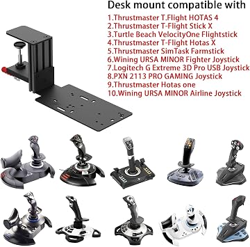Desk Mount for SimTask Farmstick,WINWING URSA Minor Airline,URSA Minor Space Joystick,Compatible with Logitech G Extreme 3D Pro,Turtle Beach VelocityOne Flightstick,Thrustmaster T.Flight HOTAS One