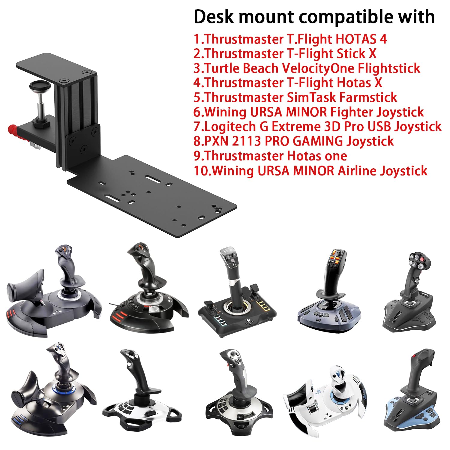 Schreibtischhalterung für SimTask Farmstick, WINWING URSA MINOR Airline Joystick, URSA MINOR Space Joystick, kompatibel mit Logitech G Extreme 3D Pro Joystick, Turtle Beach VelocityOne Flightstick