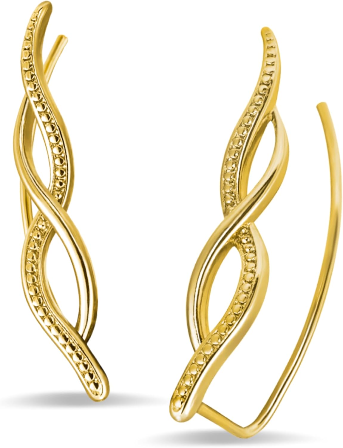 14K Gold Plated Twist Ear Cuff for Women Crawler Earring Cuff Studs Hypoallergenic Climber Earrings for Minimalist Jewelry