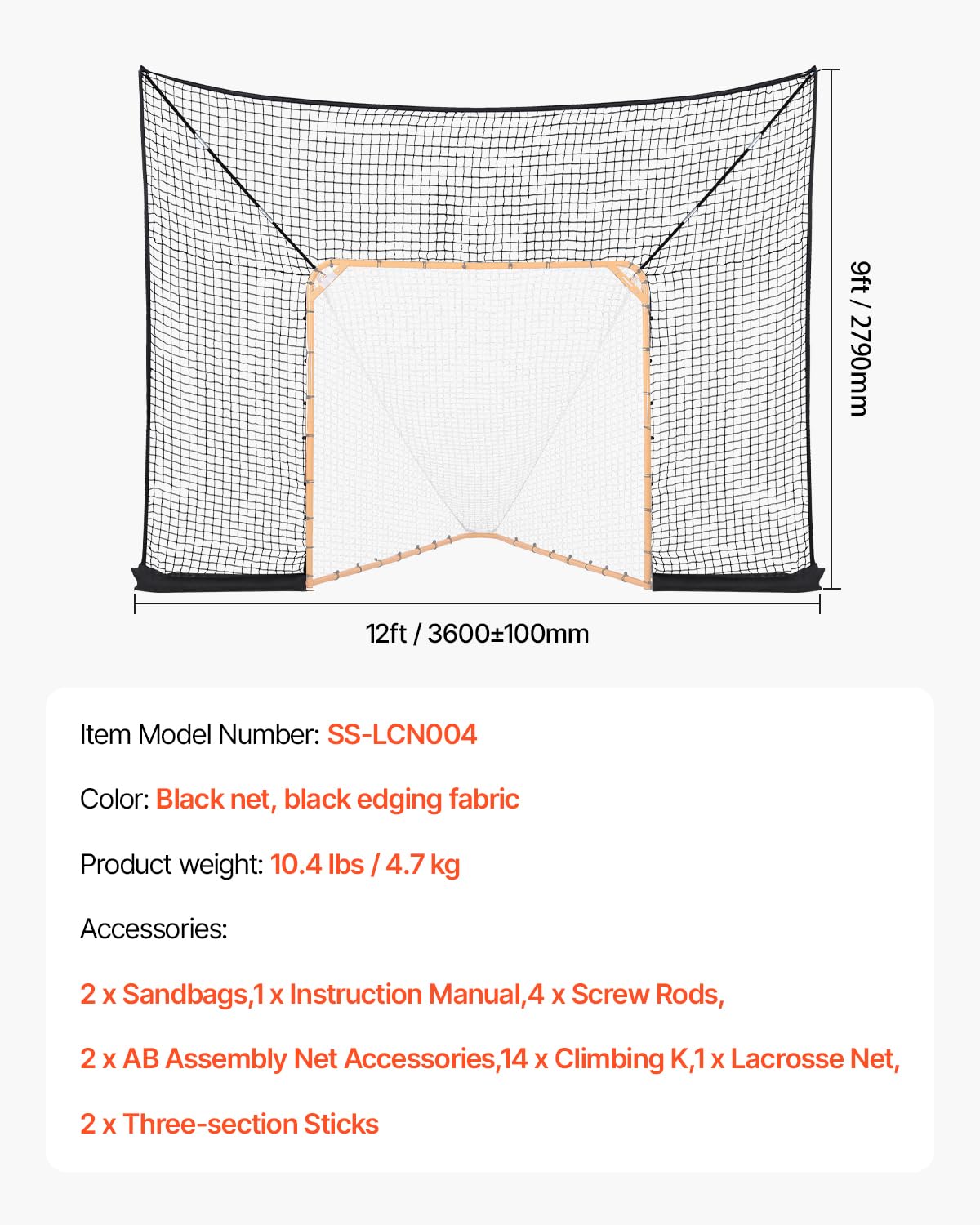 VEVOR But de Crosse Portable – Ensemble Complet d'accessoires d'entraînement avec Couverture étendue pour Jeunes et Adultes