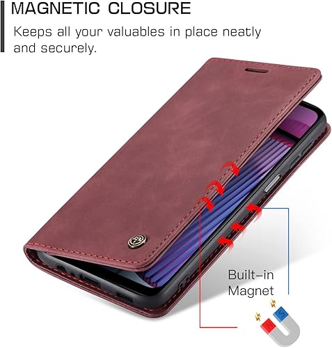 Miniatura 2 de WAWZ Funda tipo cartera para Moto G Power 5G 2023, a prueba de golpes, con ranuras para tarjetas, soporte invisible para Moto G Power 5G 2023 (rojo