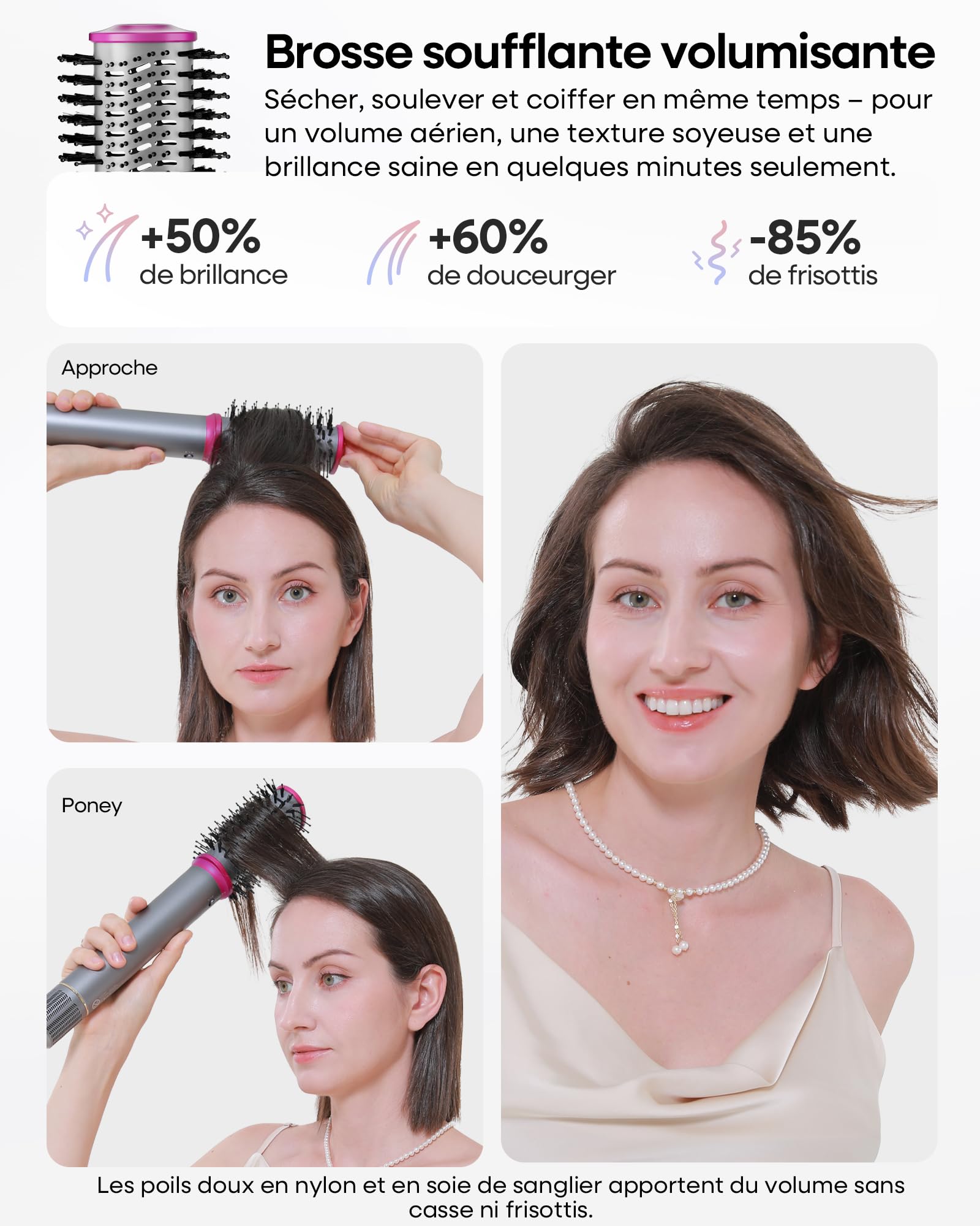 Air Styler 6 in 1 Professionale, Pettine ad Aria Calda Delicato per Capelli, Arricciacapelli Automatico, Piastra onde e Diffusore, Set Styling con Custodia da Viaggio