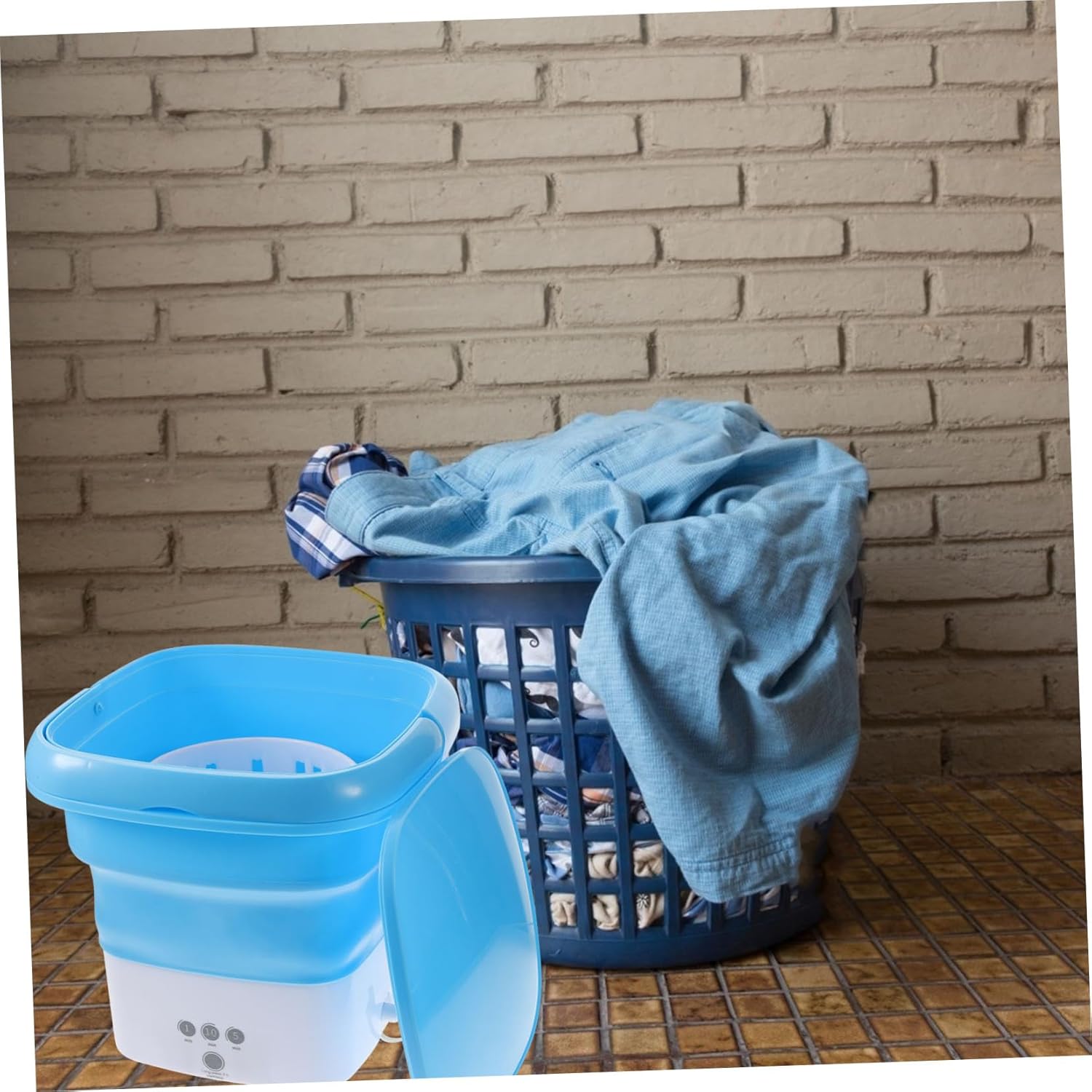 Portable Foldable Mini Washing Machine Capacity with Timer Touchscreen for Travel Camping Apartments Rvs US Plug Compact Washer for Underwear Clothes