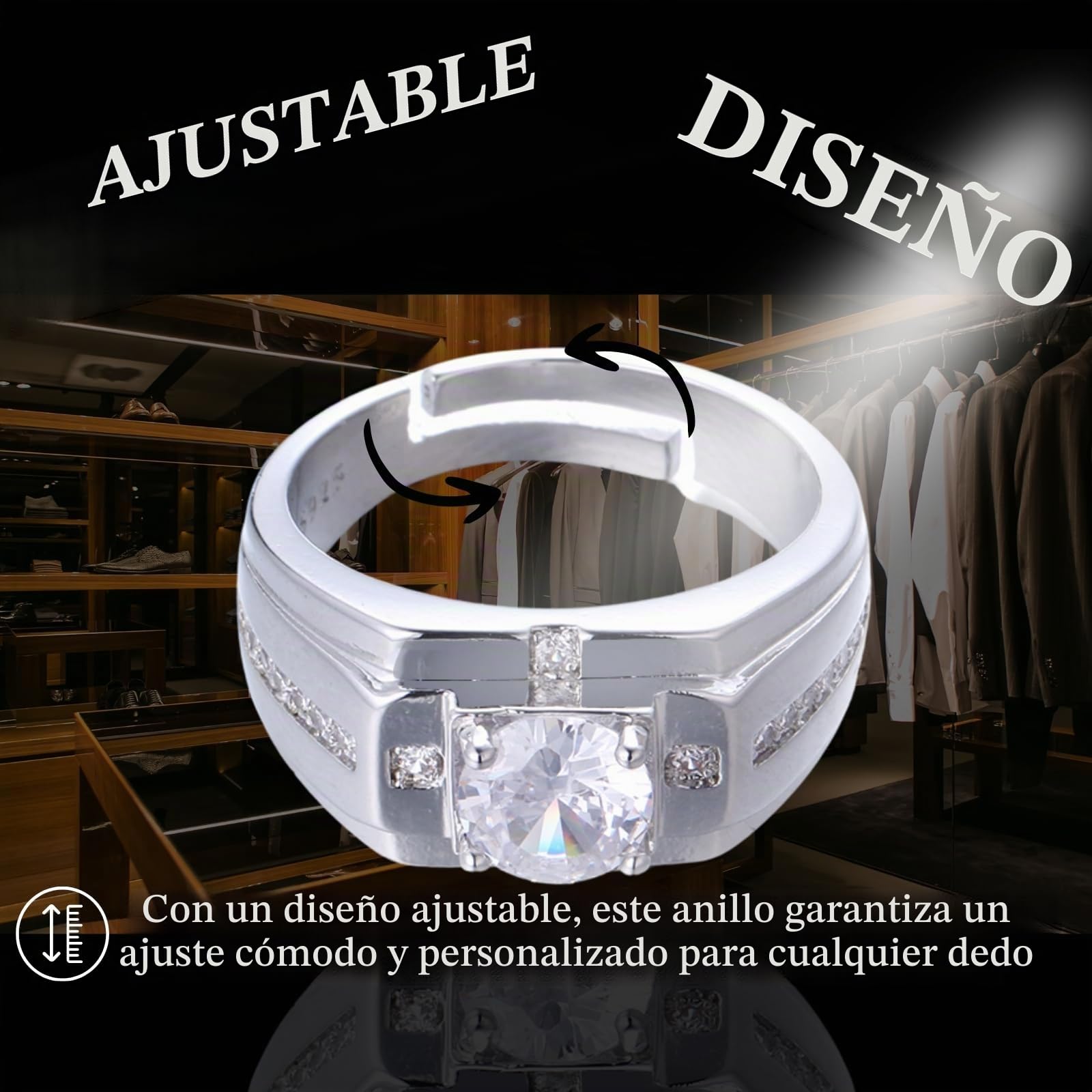 HALUKAKAH Anillo Moissanite D Color 1.0 ct Patrón de Cruz,Diamante Cultivado en Laboratorio de 1 Quilate con Certificado,Plata de Ley Chapado en Platino,Tamaño Ajustable,para Esposo,Novio,Cumpleaños