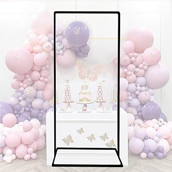 LIYI929GP Metal WeddingArch Backdrop Stand Gold White, BalloonArch Strong Sturdy SquareArch Frame, With Stable Base, Easy To Move, For Ceremony Birthday Parties Bridal Shower Anniversary Celebration