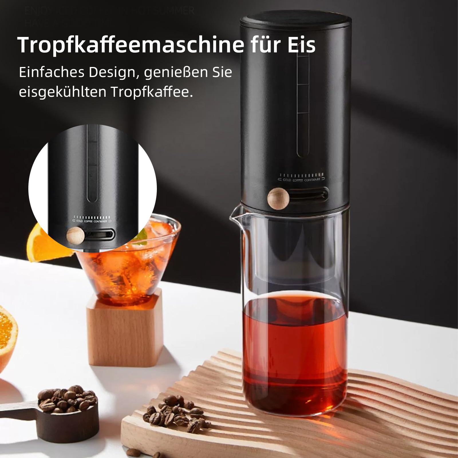 Cold Brew Coffee Maker, macchine da caffè per caffè Cold Brew Coffee e tè freddo, macchine da caffè gocciolante, velocità di estrazione a freddo regolabile, viene fornito con 100 carta