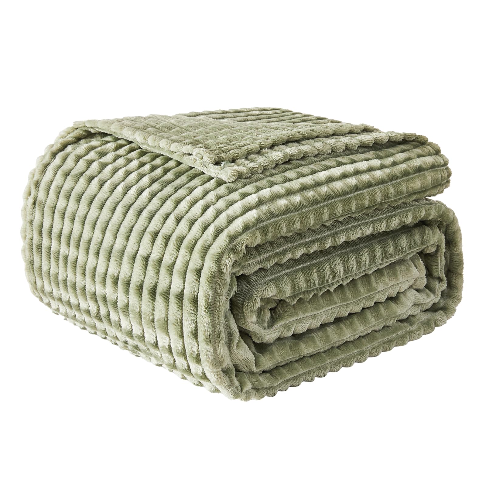 EMME Kuscheldecke Flauschige - 3D-Touch-Erlebnis Fleecedecke, Weiche Warme Wolldecke Überwurfdecke, Couchdecke, Decke für Sofa, Tagesdecke, Wohndecke, Graugrün, 130 x 150 cm