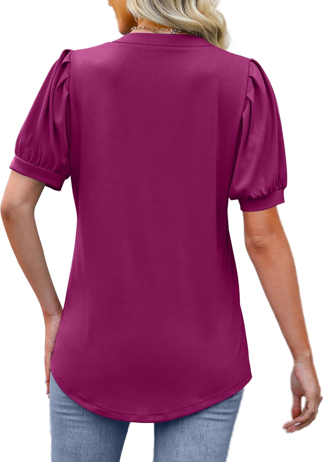 Women's Pleated Puff Sleeve Tops