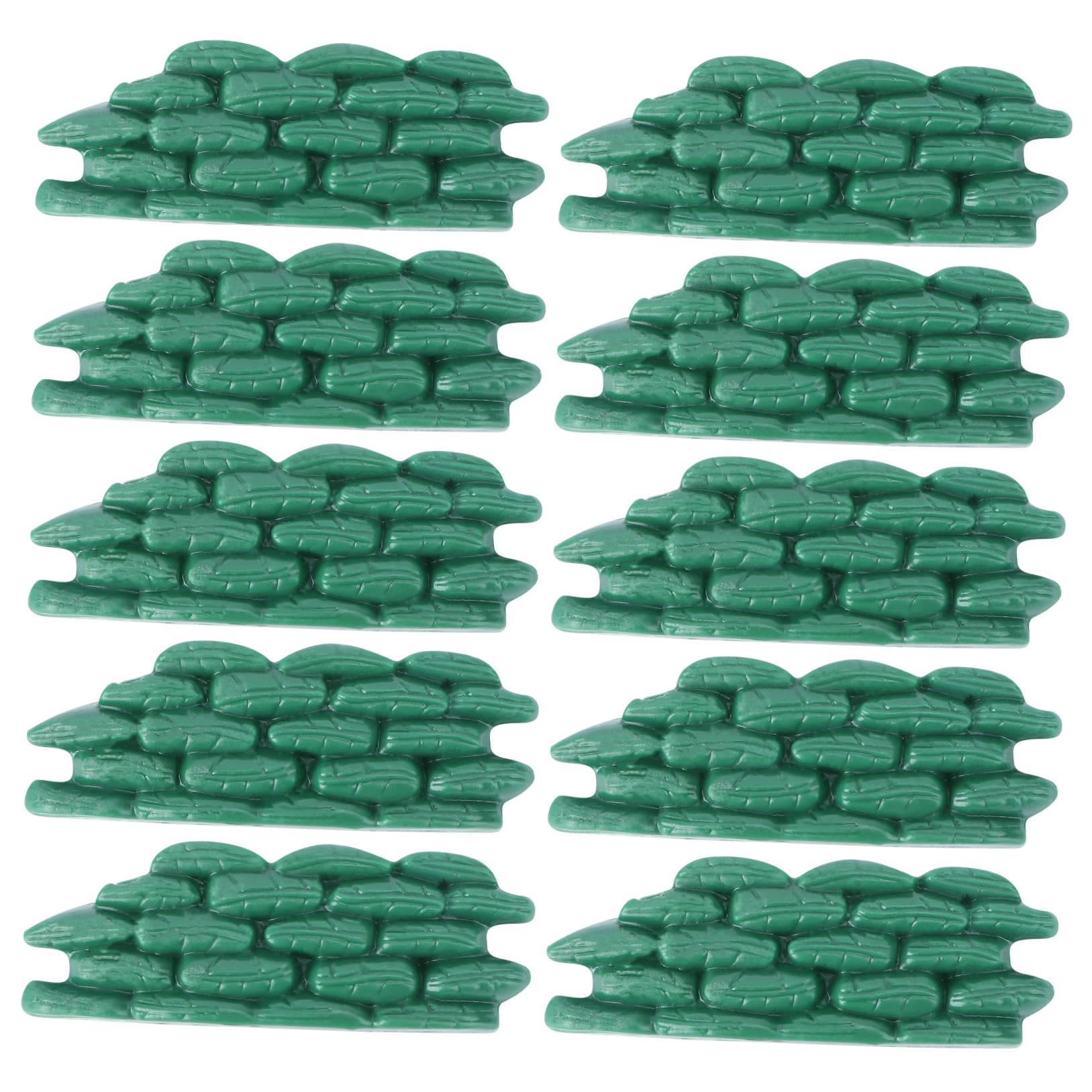SHINEOFI 10pcs Sandbag Bunker Model Toy, Plastic Miniature Army Combat Scene Accessories, Decorative Green Figures for Teaching and Collection Random Color