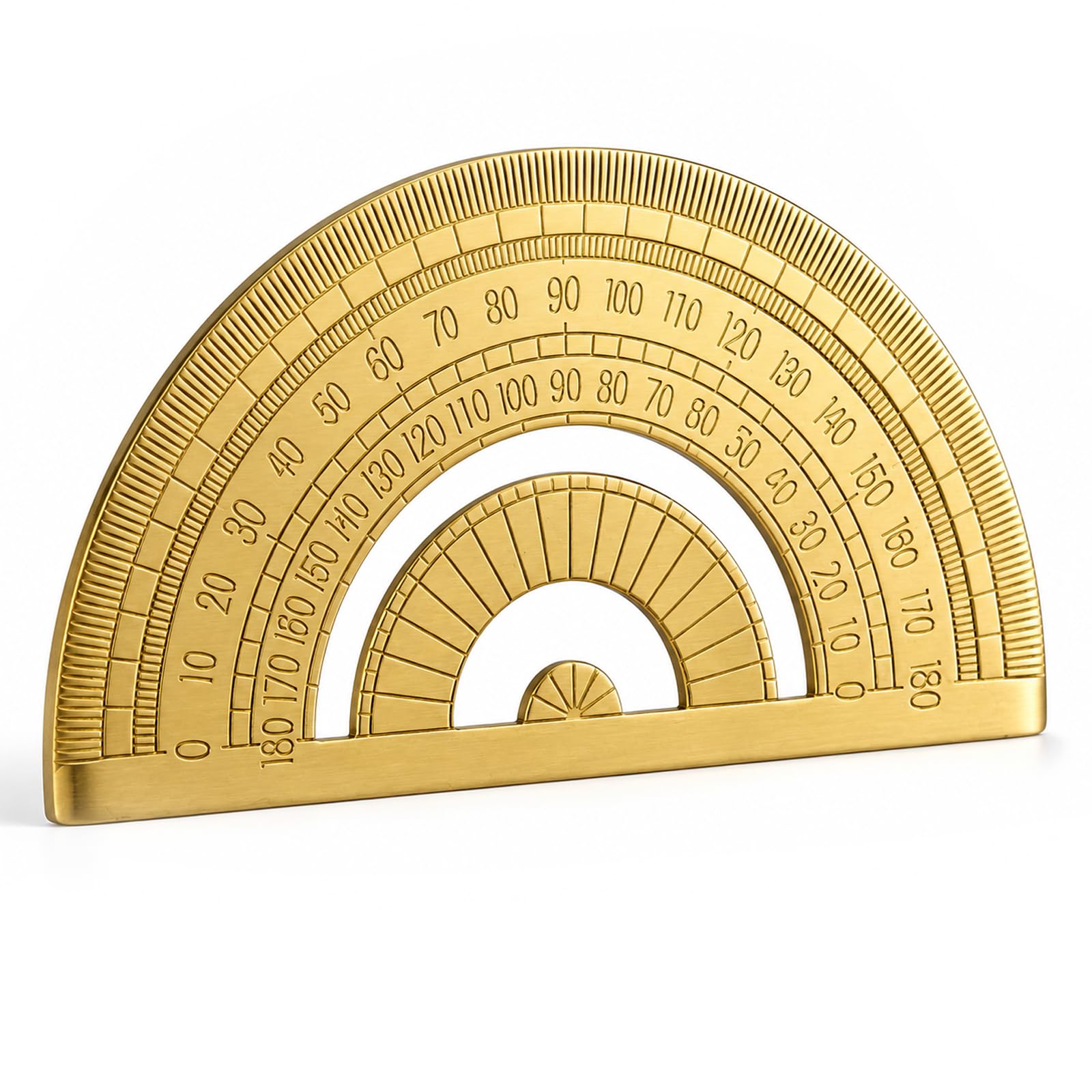 Vintage Brass Protractor 180 Degree - Retractable Semicircle Angle Ruler for Geometry, Technical Drawing, Engineering - Precision Metal Measuring Tool for Students, Architects, Drafting