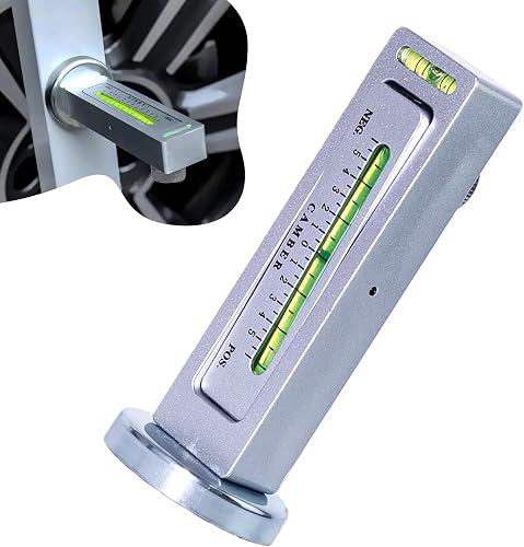 Camber Alignment Tool Universal Camber Gauge, Gauge Accurate -5 +5, Wheel Alignment Tool with Magnetic Base for Car SUV RV Off Road Vehicle (Sliver)