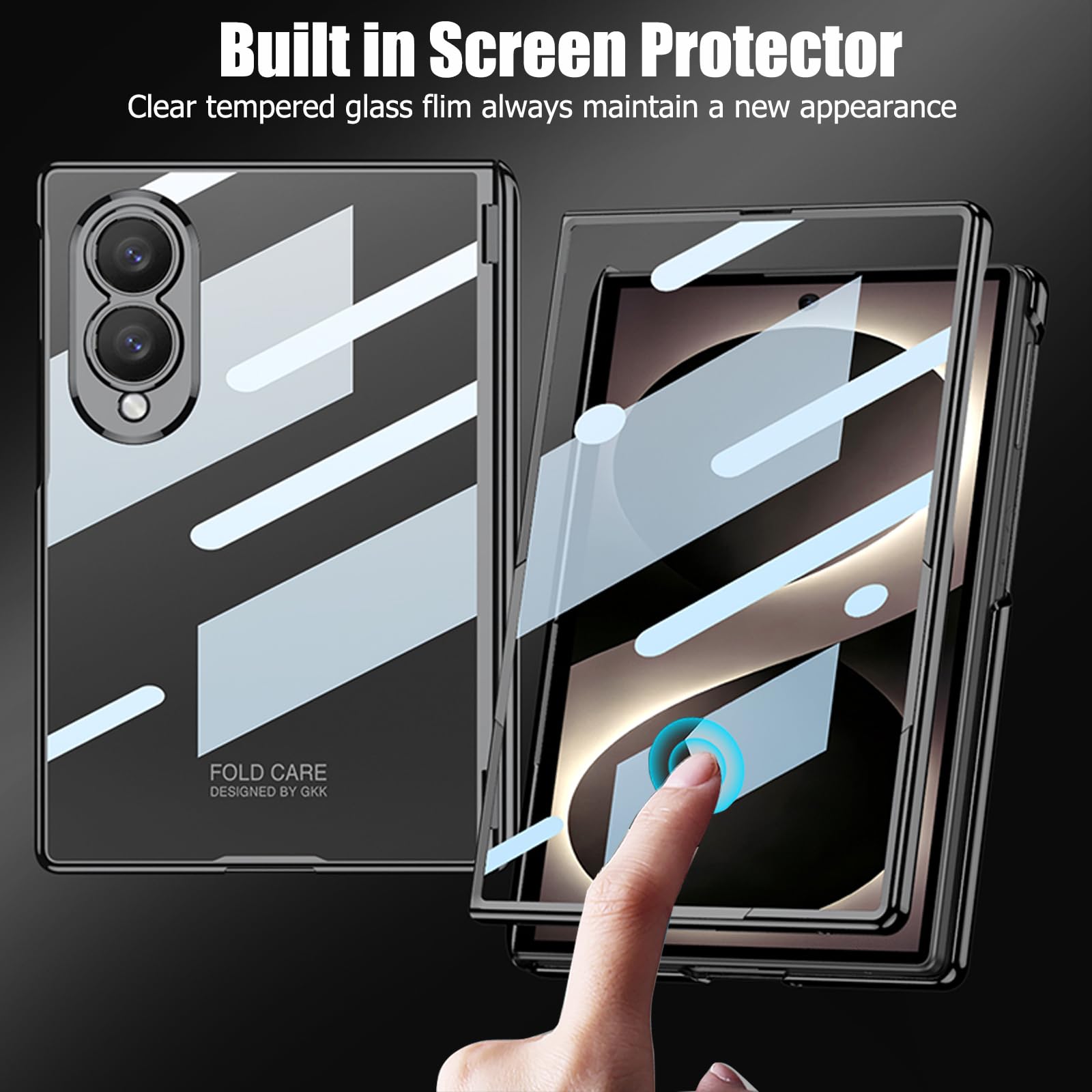 Custodia trasparente per Samsung Galaxy Z Fold 8, custodia trasparente galvanica con protezione per cerniera magnetica e pellicola protettiva, custodia protettiva sottile antiurto per Samsung