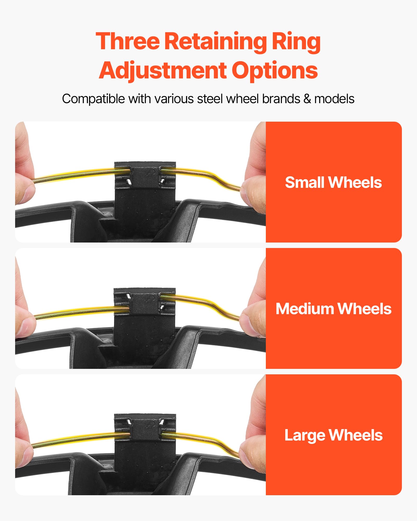 VEVOR Enjoliveurs Auto 4 Pièces, Cap de Roue pour Jante R16 de 40,6 cm, Remplacement OEM Compatible avec Hyundai Chevrolet Ford et Honda Protection des Roues, 10 Rayons, en ABS, Argenté et Noir