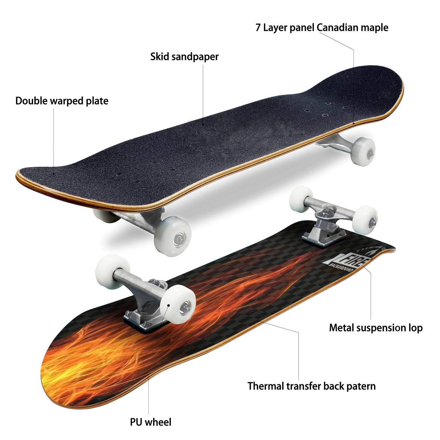 Skateboard Blank 8 Pouces 8 Couches Érable Double Concave – Planche Vierge Naturelle Pour Custom & Street