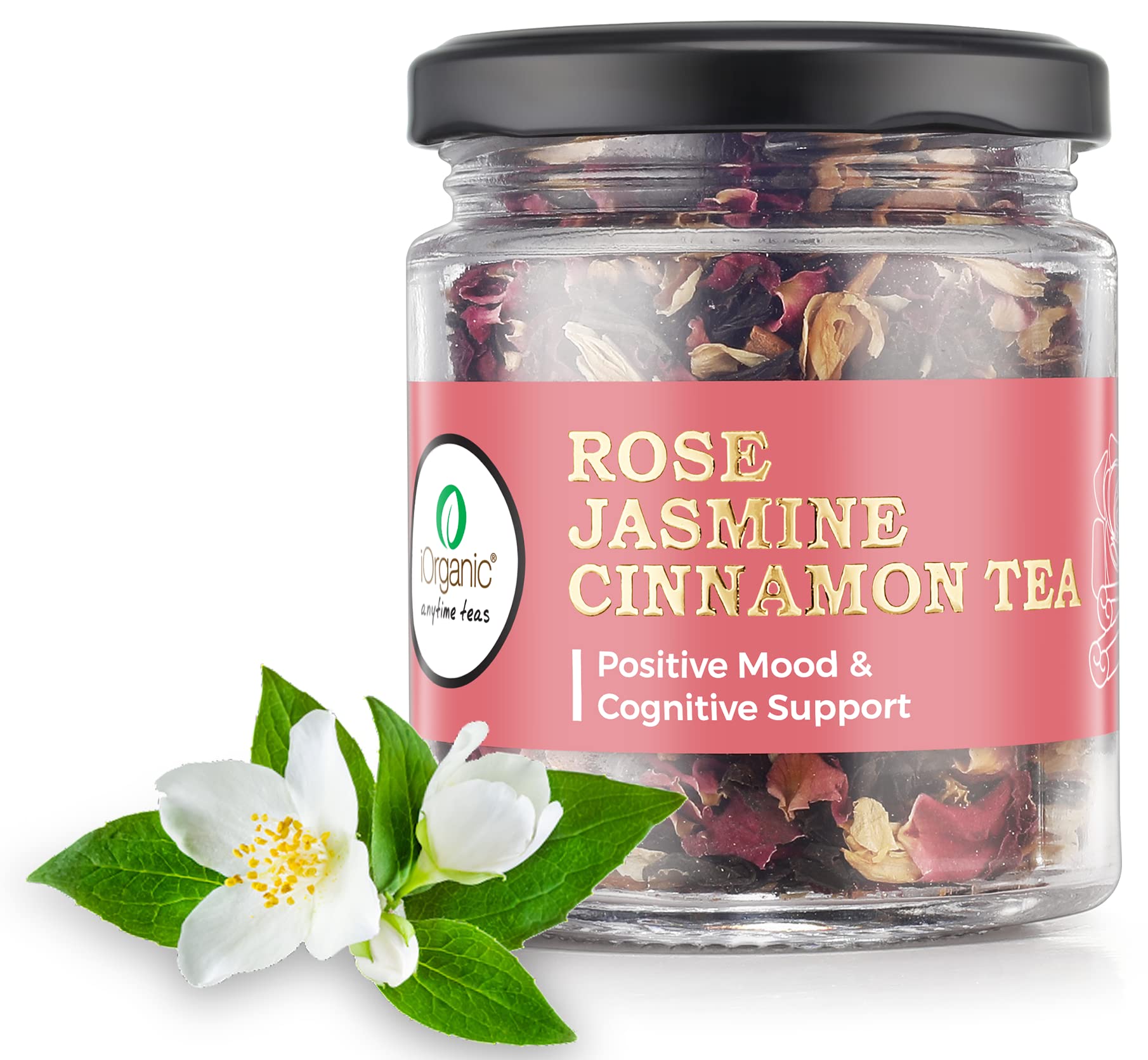 iOrganic Indian Jasmine Rose Black Tea | Natural Organic Tea | Stress Relieving & Calming | Blend of Jasmine Rose with Cardamom & Cinnamon Tea (35g) (B09PR8PJ7B) Amazon Price History, Amazon Price Tracker