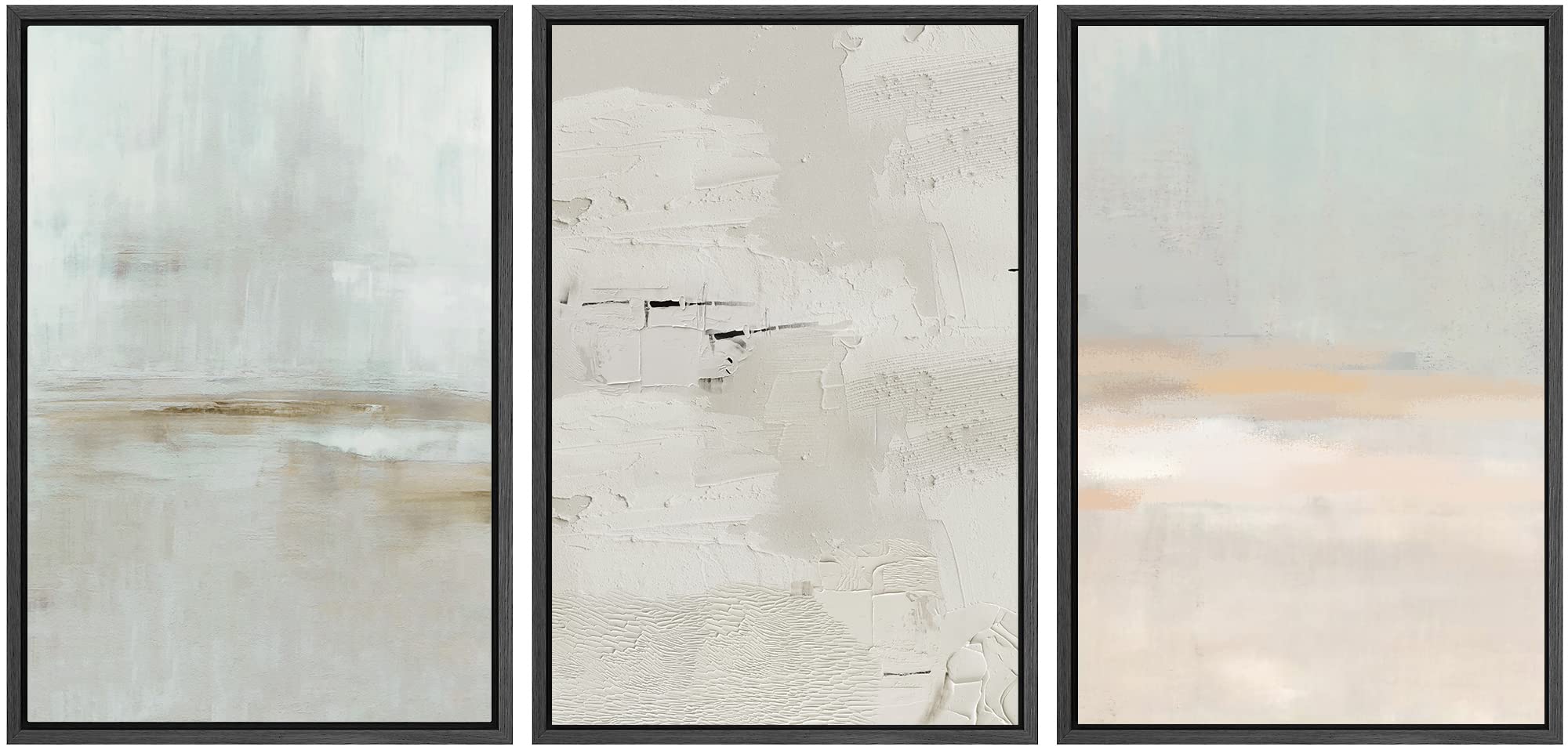 SIGNWIN Framed Canvas Print Wall Art Set Coastal Serenity Abstract Seaside Illustrations Modern Art Decorative Rustic Calm/Zen for Living Room, Bedroom, Office - 24"x36"x3 Natural — view 9