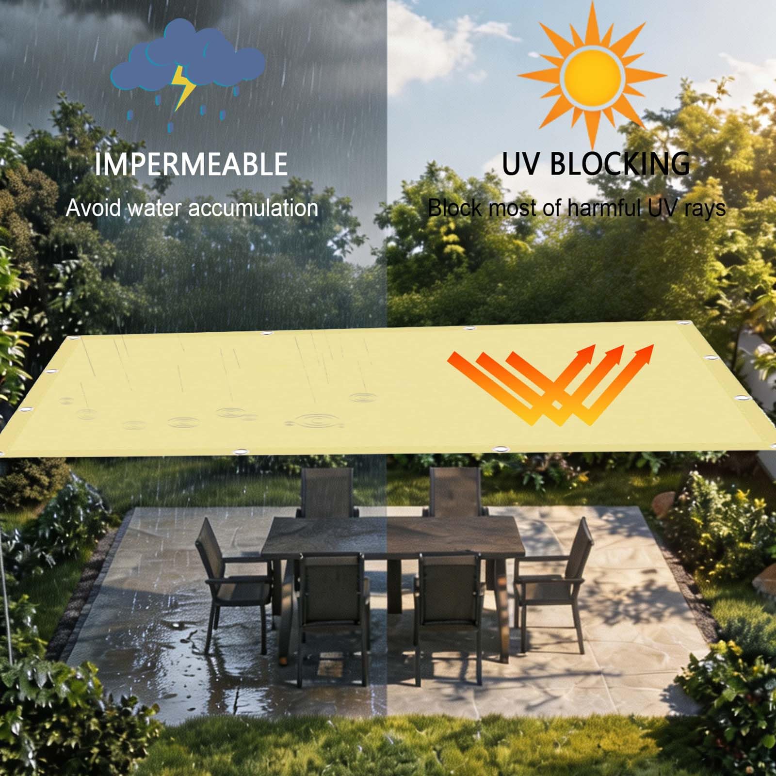 Tenda a Vela 210 x 325 cm Poliestere 180 G M², Protezione Solare, con Anelli a O e Corde Tenda da Sole Impermeabile per Esterno per Balcone, Pergolato, Cachi