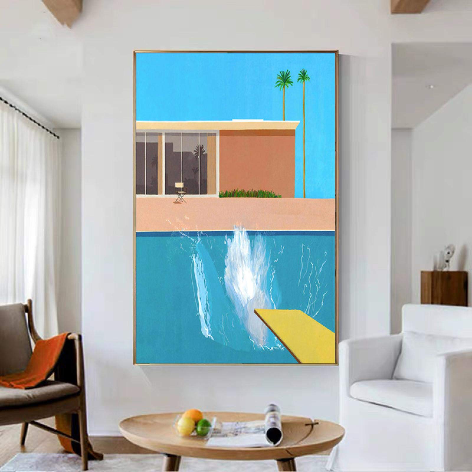 Yooyu David Hockney Art Prints Exhibition Posters And Prints Canvas Paintings Wall Art Pictures For Living Room Decor (No Frame) 80X120cm(31X47in) With Frame