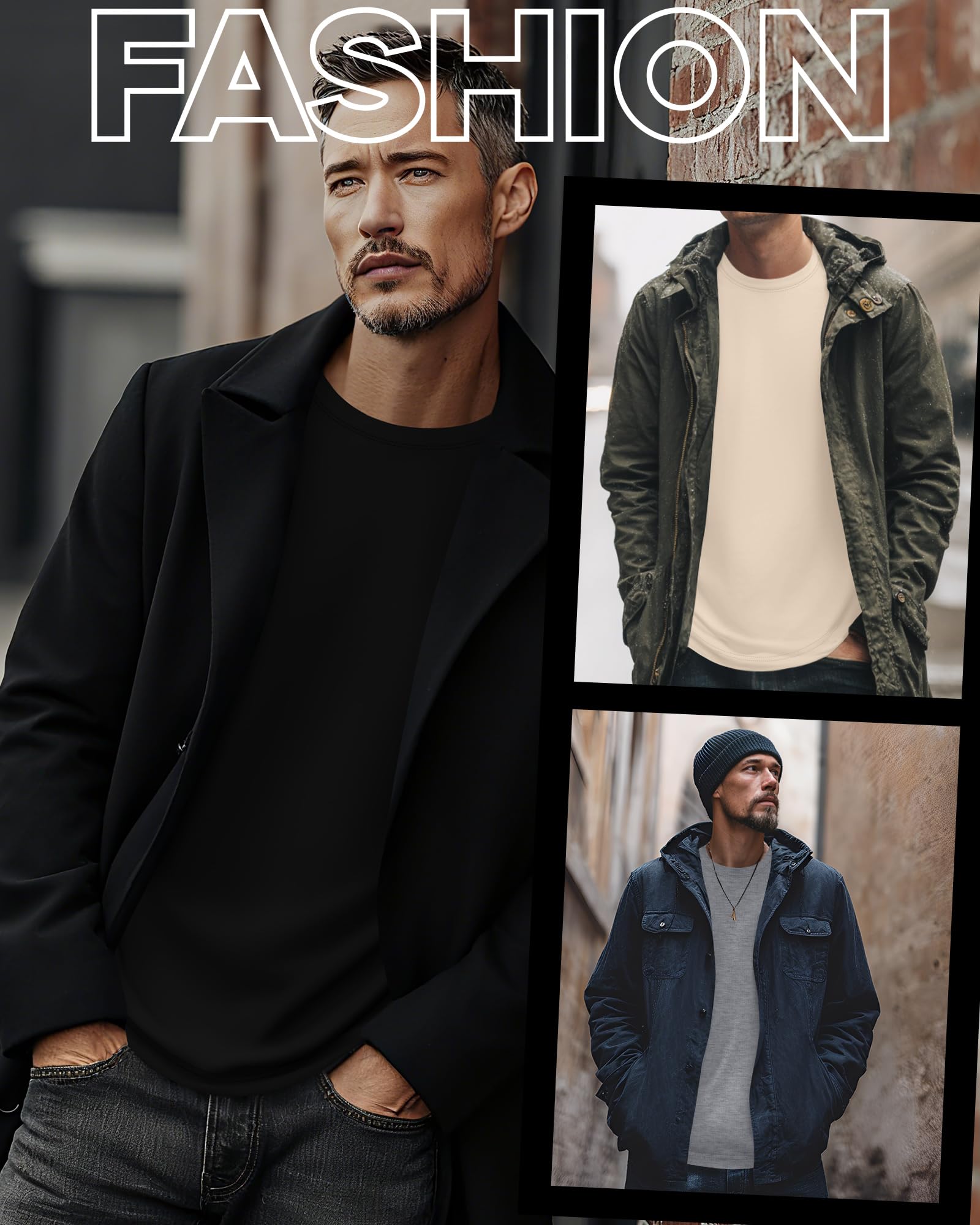 3 Pack Mens Long Sleeve Shirts Crew Neck Thermal T-Shirt Thick Pullover Basic Tops Casual Comfortable Sweatshirt