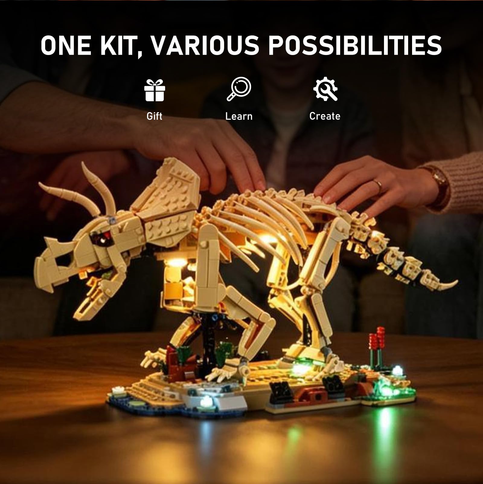 BRIKSMAX Zestaw oświetlenia 2.0 kompatybilny z Lego Jurassic World Dinosaur Fossils: Triceratops 77985 - oryginalne zestawy oświetlenia LED (tylko akcesoria) do wyświetlacza, prezentów i kolekcjonerów