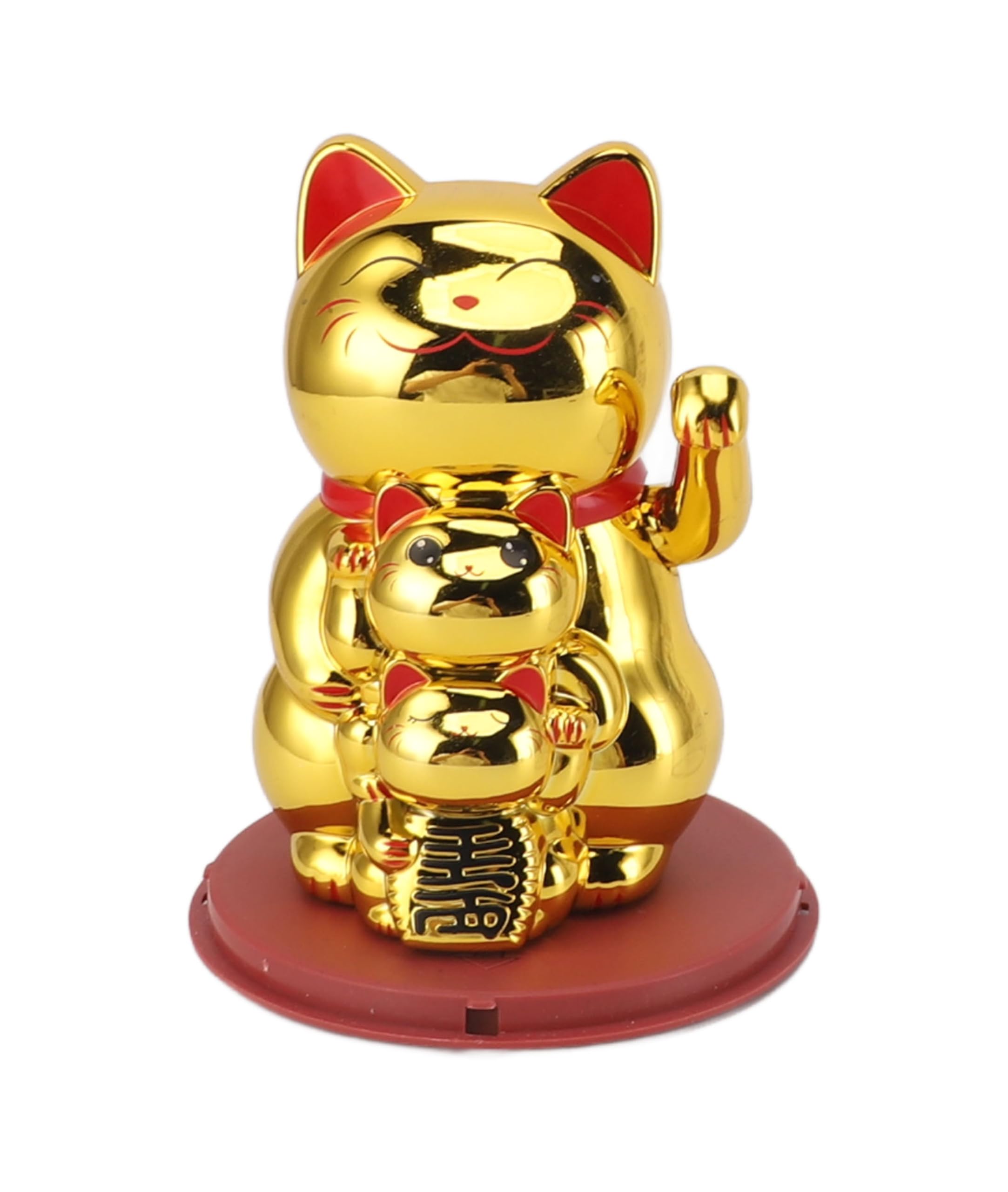 4.5 Inch Lucky Cat Waving Arm - Solar Powered Cute Waving Cat, Maneki Neko Waving Arm for Fortune Money, Chinese Feng Shui Deoration Lucky Cat for Shops Restaurants