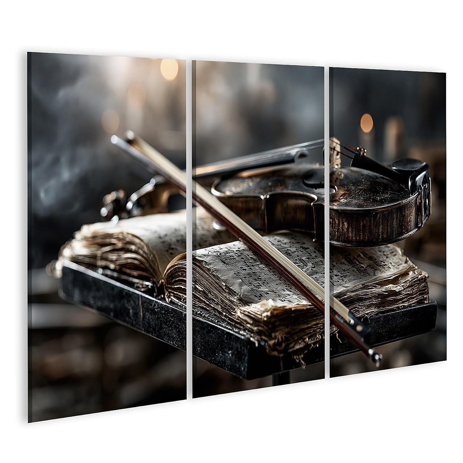 islandburner Quadro su tela con violino e note classiche, per soggiorno, per gli amanti della musica, 3 pezzi