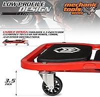Vista 6 de M-AUTO Heavy-Duty Automotive Creeper with 3-leves Adjustable Headrest, 42.5" Padded Metal Frame Creeper with Tools Tray for Garage Shop, 6 Noiseless