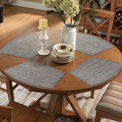 Miniatura 2 de homEdge Mantel individual de PVC, manteles individuales de cuña, manteles individuales de vinilo lavables, para mesa redonda, juego de 4 unidades,