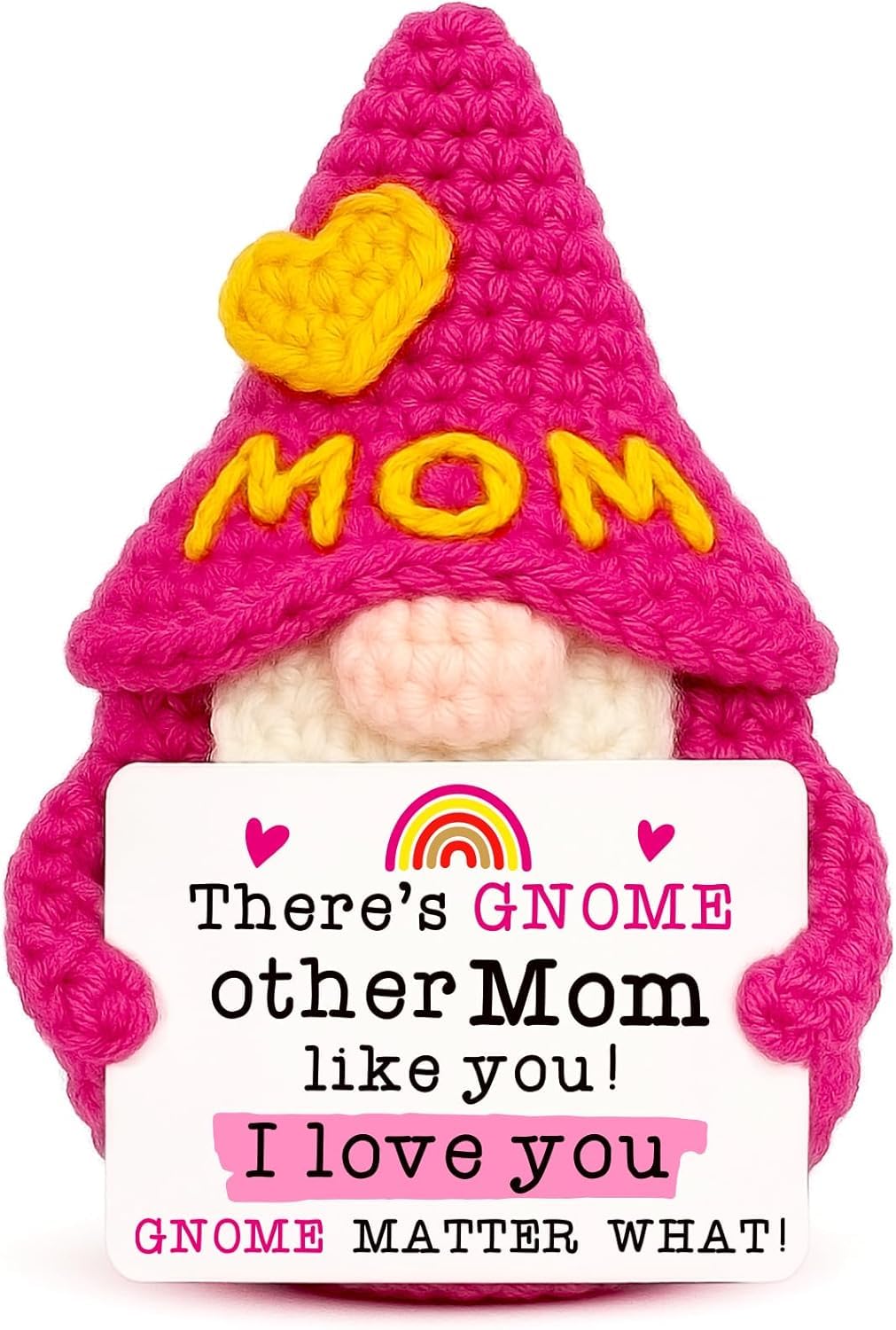Oneser Funny Mom Birthday Gifts from Daughter Son,Positive Crochet Gnome for Emotional Support Mother Mama Mommy, I Love You Christmas Stocking Stuffers for Mom ﻿
