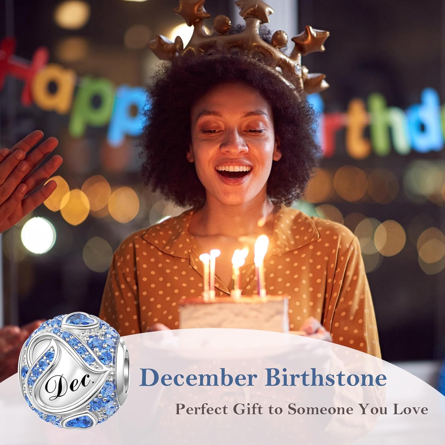 JIAYIQI Birthstone Charms for Bracelet Necklace 925 Sterling Silver Bead Love Heart Charms Happy Birthday Charms for Women - Image 3