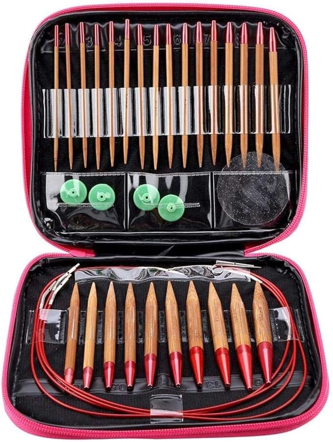 Ferri da maglia circolari, set di aghi di bambù carbonizzati