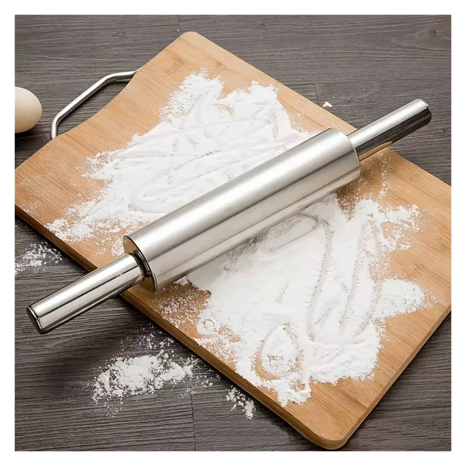 Mattarello in acciaio inossidabile da 1 pezzo for cottura al forno, rullo for pasta, utensili pasticceria cucina for biscotti con crosta di torta(39x20cm)