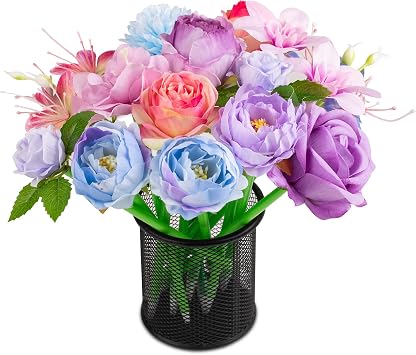 Leery 15 Pcs Floral Ballpoint Pens - Elegant Rose Design Pens for Women, Premium Valentines and Mothers Day Gifts, Adult Party Favors & Office Desk Supplies Blue