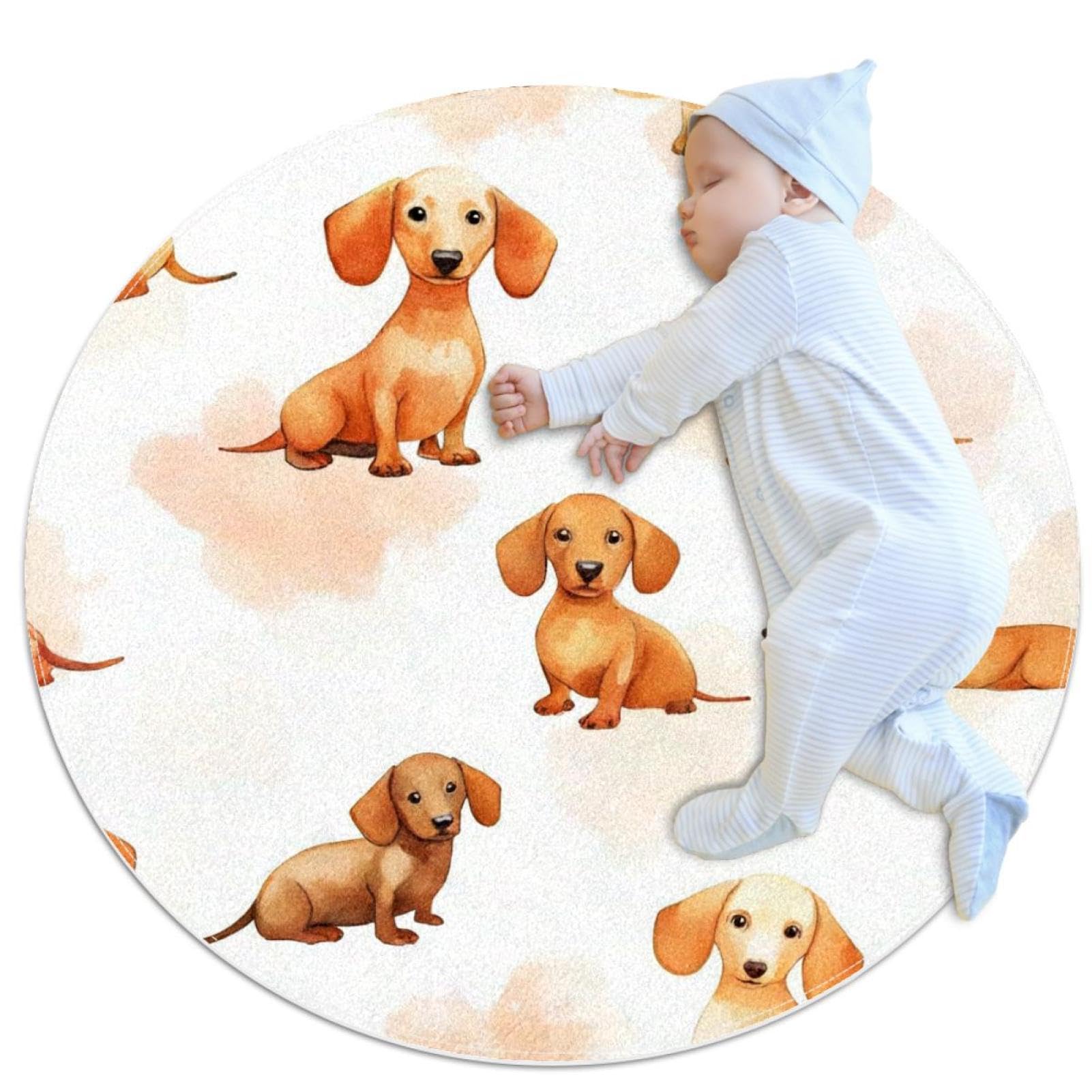 Tapis de salle de bain antidérapant teckel sécurisé rond 1m pour canapé