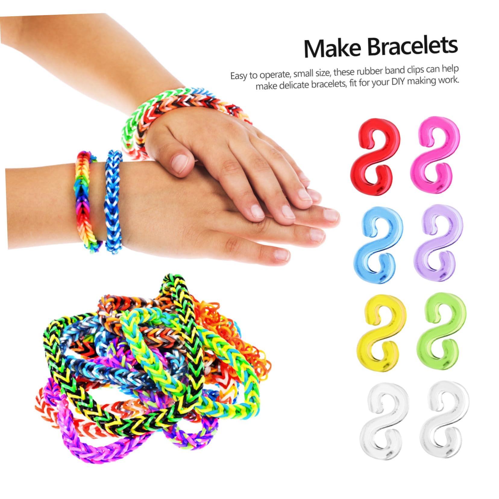 KALLORY S Clip Bracelet Loom Hooks 40 Pack DIY Accessories Rubber Band Connectors for Craft Kit