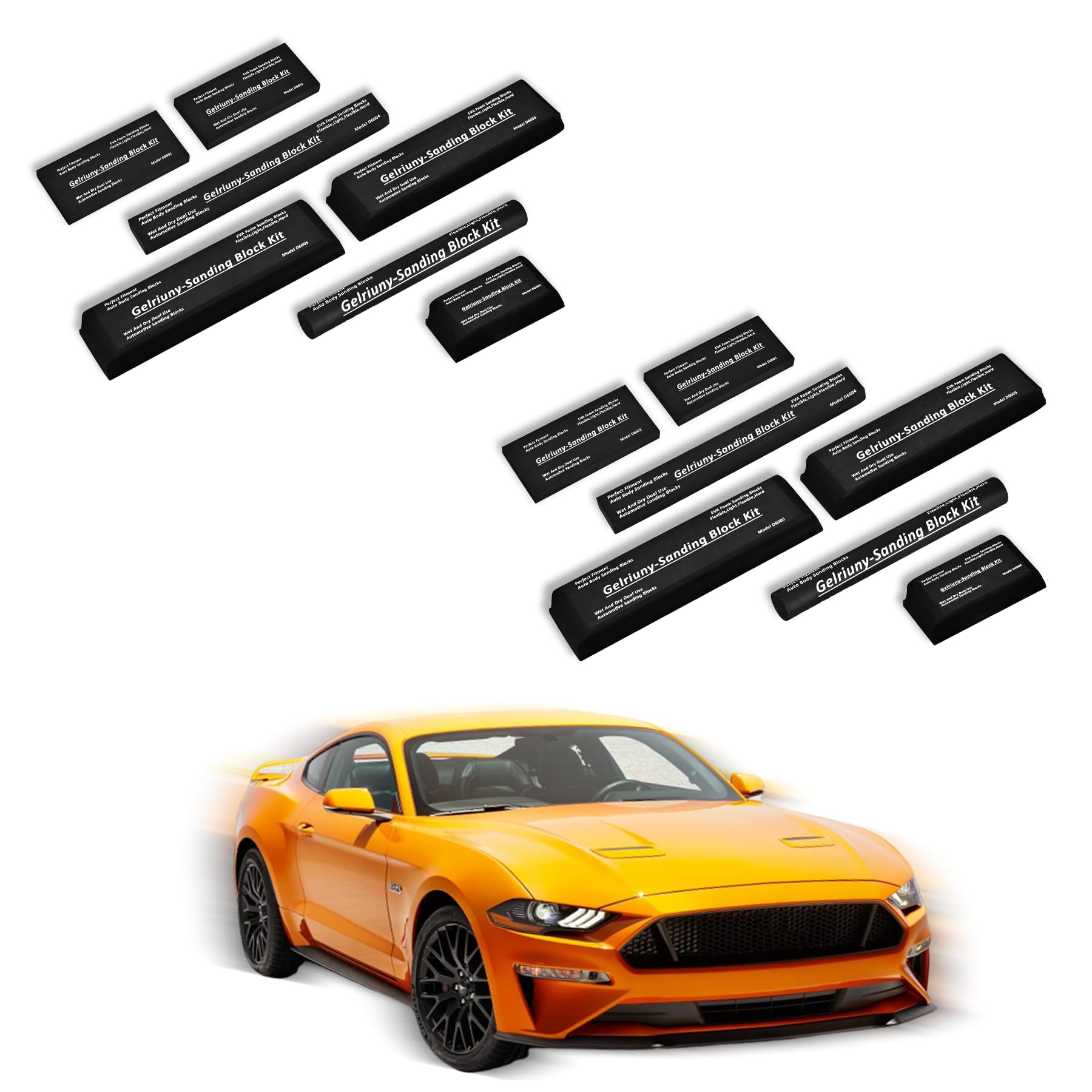 14 PC Sanding Block Kit - 7 PC * 2 - Auto Body Sanding Block kit,Automotive Sanding Blocks, Sanding Blocks Auto Body,Flexible EVA Foam Wet or Dry Sanding Blocks Set, Light, Semi Rigid, Black