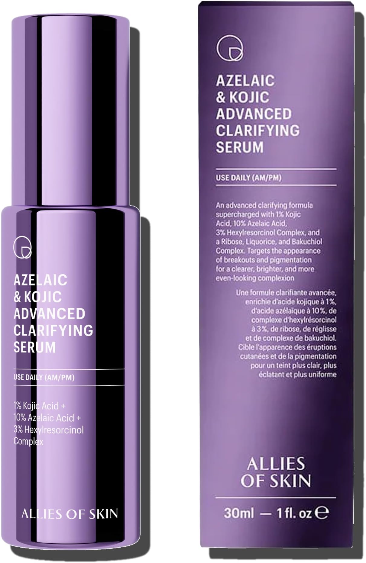 Azelaic & Kojic Clarifying Face Serum | Clinically Proven for Acne & Blemish Prone Skin |10% Azelaic Acid Treats Pigmentation and Redness | Targets Pores & Uneven Skin Texture (1 Fl oz)