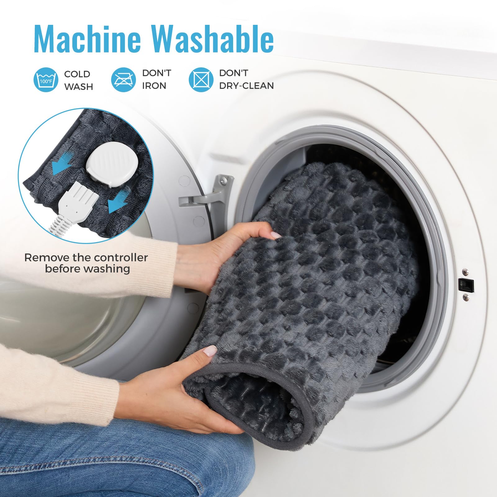Calentador eléctrico de pies de franela suave con calefacción para pies con apagado automático de 2 horas y 3 niveles de calor para uso de cuerpo completo, almohadilla térmica para pies, abdominales