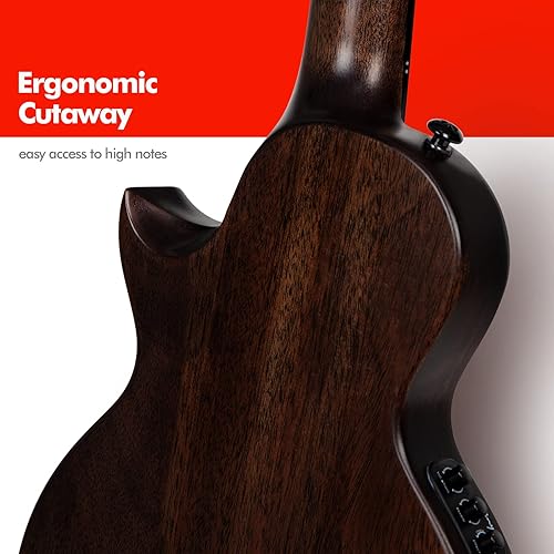 Miniatura 7 de Enya Taimane Moon Signature Ukelele Tenor All Solid Mahogany - Ukelele negro de 26 pulgadas con paquete de recolección AcousticPlus integrado con