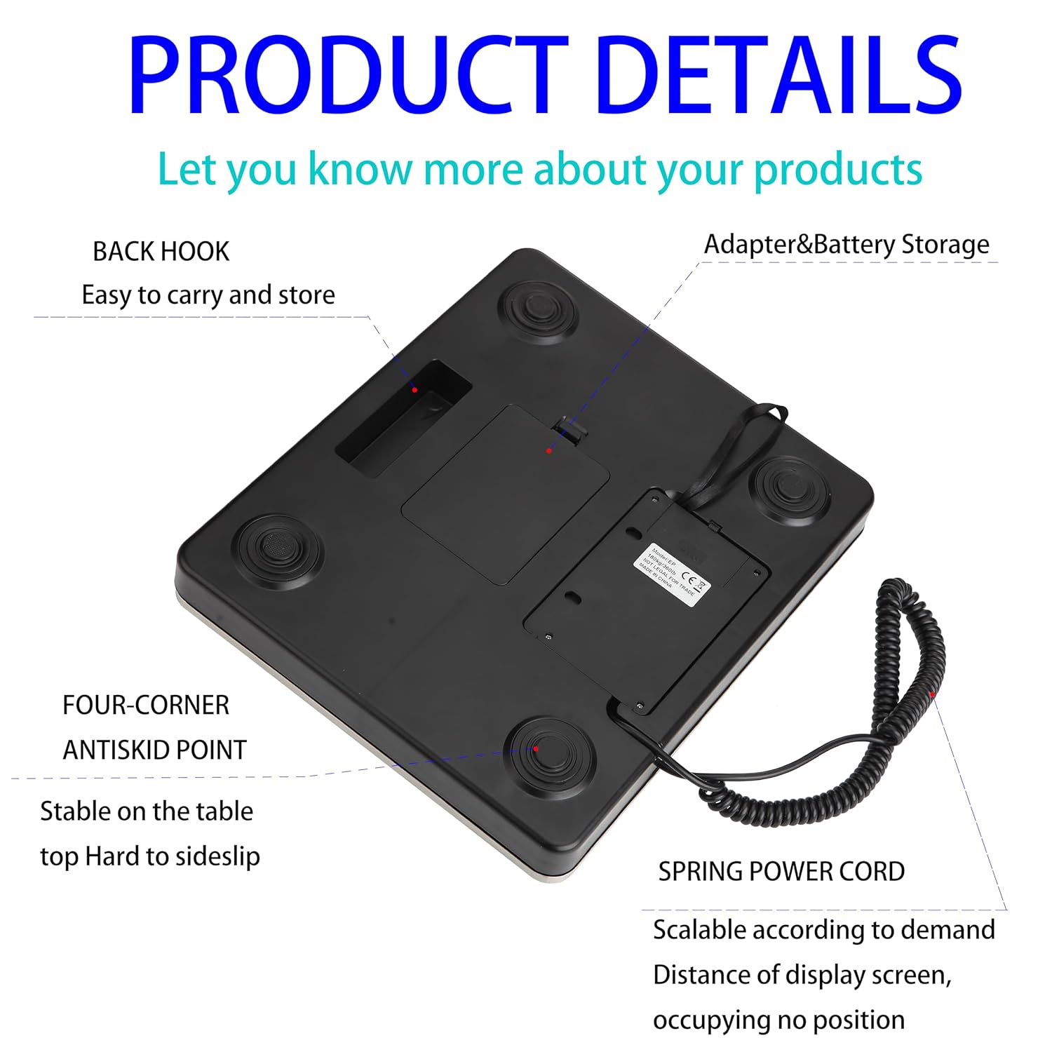Digital Shipping Scale, 400lbs Heavy Duty Stainless Steel Postal Scale with Hold and Tare Function for Packages, Luggage, Post, Office, Home, Warehouse, Business, Battery & AC Adapter Included