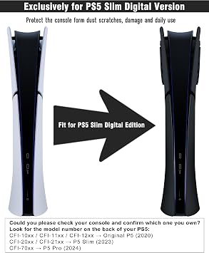 Joso PS5スリムデジタル版用フェイスプレート、傷防止防塵ケース交換用ベント付き、PS5スリムコンソールデジタルバージョン用カバースキンフィット、PS5アクセサリー用プレート-デジタル | 2023
